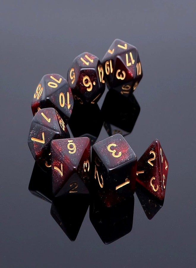 CREEBUY DND Dice Set 7Pcs Red Mix Black Nebula Dice for Dungeon and Dragons D&D RPG Role Playing Games Polyhedral Dice - Image 2